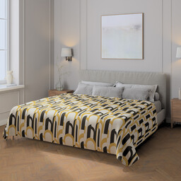 Pled narzuta 220x260cm, czarno-żółty, 220 x 260 cm,