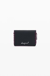 Small braided leather-effect wallet