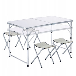 Zestaw Turystyczny Stół Składany 120cm 4 Krzesła 5w1
