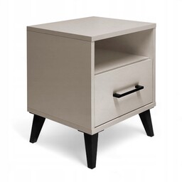Szafka Nocna Kaszmir Beżowy Stolik Nocny Szuflada Led