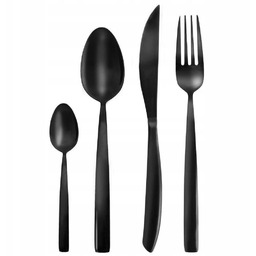 Sztućce czarne, Black Luxure, zestaw sztućców, komplet 24