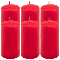 ŚWIECE STOŁOWE CZERWONE 6SZT 11,5x6CM ŚWIECZKI WALCOWE TRADYCYJNE