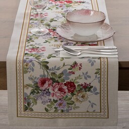 Eurofirany Obrus bieżnik 40x100 Cho 4088 naturalny kwiaty