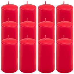 ŚWIECE STOŁOWE CZERWONE 12x 11,5x6 CM ŚWIECZKI WALCOWE
