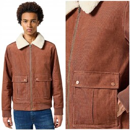 Wrangler CORDUROY AVIATOR Root Beer sztruksowa ocieplana kurtka