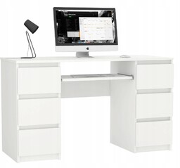 Biurko komputerowe Pari 6 szuflad 130 cm Białe