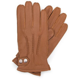 Męskie rękawiczki skórzane z ozdobnymi zatrzaskami brązowe