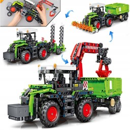 Zestaw klocków Z 3 modelami: traktor, pług
