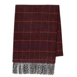 Wąski szal męski z frędzlami bordowy