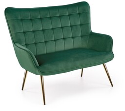 Sofa wypoczynkowa Castel 2 XL ciemny zielony, złoty