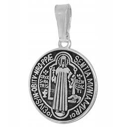 Medalik srebrny pr.925 Święty Benedykt dwustronny Srebro Naszyjnik