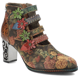 Laura Vita Pomarańczowe Botki Eleganckie Buty Na Obcasie