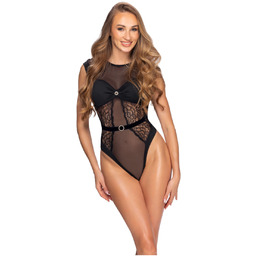 Cottelli - przezroczyste koronkowe body (czarne)