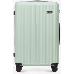 Średnia walizka z ABS-u w drobne paski miętowa