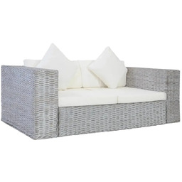 Elior Szara 2-osobowa sofa z rattanu - Abner