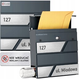 Duża Skrzynka Na Listy Z Numerem Domu Antracyt