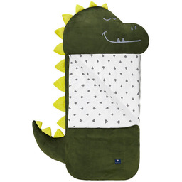 Śpiworek Sleepover Large (190x80cm) - Zielony Dinozaur