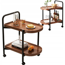 Mobilny Stolik Kawowy Pomocniczy Owalny Na Kółkach Ława