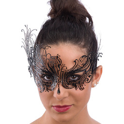 Maska karnawałowa ornamentowa czarna - 1 szt.