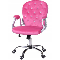 Welurowy fotel biurowy różowy Giosedio kryształki