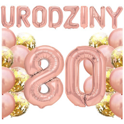 Zestaw balonów na 80 urodziny NAPIS cyfry 100cm