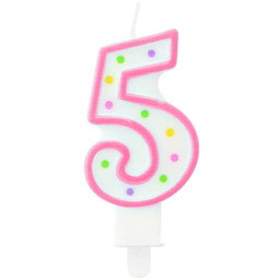 Świeczka cyferka piątka 5 z kropeczkami - 1