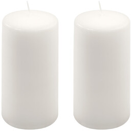 ŚWIECE STOŁOWE BIAŁE 2 SZT 15,5x7,5CM ŚWIECZKI WALCOWE