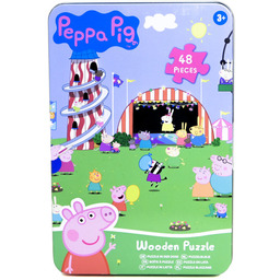 Rms, świnka peppa, puzzle drewniane w puszce, 48