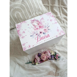 PREZENT NA CHRZEST DZIEWCZYNKI kuferek drewniane pudełko