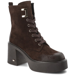 Karino Czekoladowe Botki Obuwie Damskie Premium