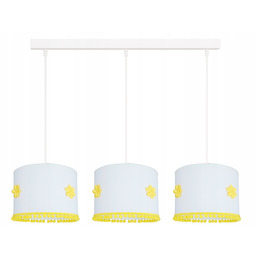 Lampa Wisząca Potrójna Listwa Dla Dzieci Biało Żółta
