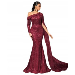 SHEIN BORDOWA SUKIENKA WIECZOROWA GORSETOWA Z CEKINAMI XL