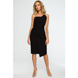 Gorsetowa Sukienka z Asymetrycznym Dołem - Czarna