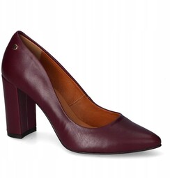 Laura Messi 2624/228 bordowe czółenka damskie słupek skóra