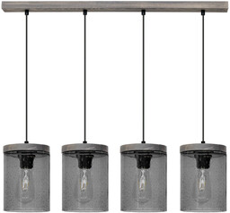 Lampa Wisząca Monsun 4xE27 Max.60W Witrażowa Sosna Szara/Czarny