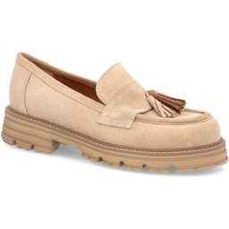 Lekkie mokasyny z chwostami - TYMOTEO L1056 BEŻOWE