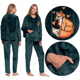 PIŻAMA DAMSKA Welurowa Dwuczęściowa Długie Spodnie Bluza MORAJ