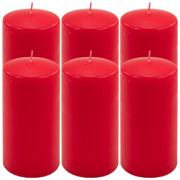 ŚWIECE STOŁOWE CZERWONE 6 SZT 15,5x7,5 CM ŚWIECZKI
