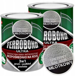 Farba do Metalu na Rdzę Srebrny Młotkowy RAL9006