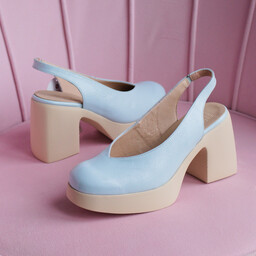 Wygodne czółenka na platformie - WONDERS H-4990 BŁĘKITNE