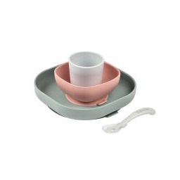 Beaba Komplet Naczyń z Silikonu z Przyssawką eucalyptus