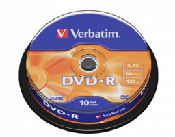 Verbatim DVD-R 4.7GB x16 cakebox 10szt matte silver