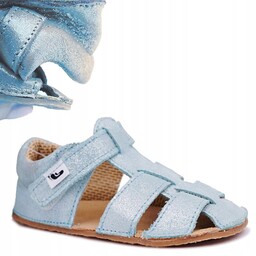 Barefoot sandały turkusowy 344 skóra naturalna, lekkie