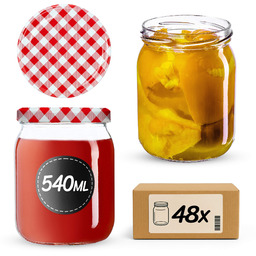 Słoiki Senna 540ml 48szt 82mm + wieczka "Czerwona