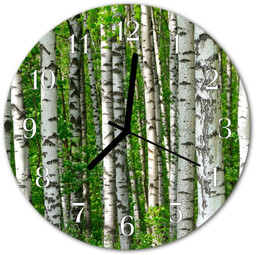 Zegar szklany okrągły Brzoza drzewo