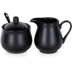 Cukierniczka i mlecznik porcelanowe czarne 3el.