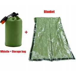 zielony ŚPIWÓR TERMICZNY RATUNKOWY KOC WODOODPORNY SURVIVAL 200x90cm