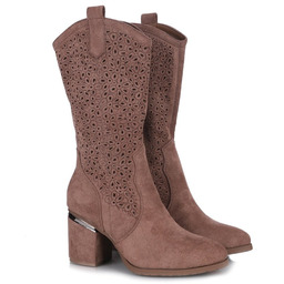 Kozaki damskie S.Barski HY51-238 COFFEE ażurowe 37