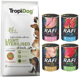 Tropidog Premium Light Sterilised Kurczak Z Ryżem 12kg