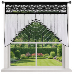 Firana Panel dekoracyjny 85x100 z ażurem i koralikami